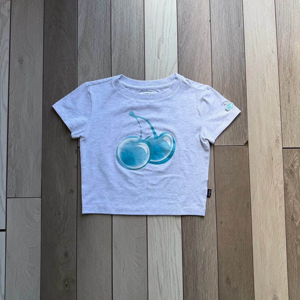 KIRSH Big Cherry Hotfix Point Crop Womens T-Shirt